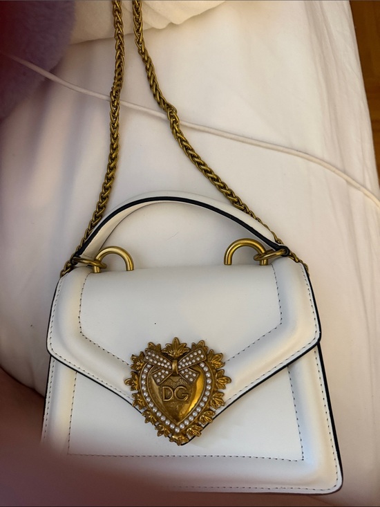 Dolce & Gabbana Handbags - Dolce & Gabbana White Devotion Heart-Embellished Leather Crossbody Bag